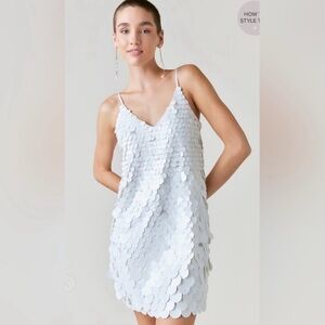 White Sequin Slip Dress